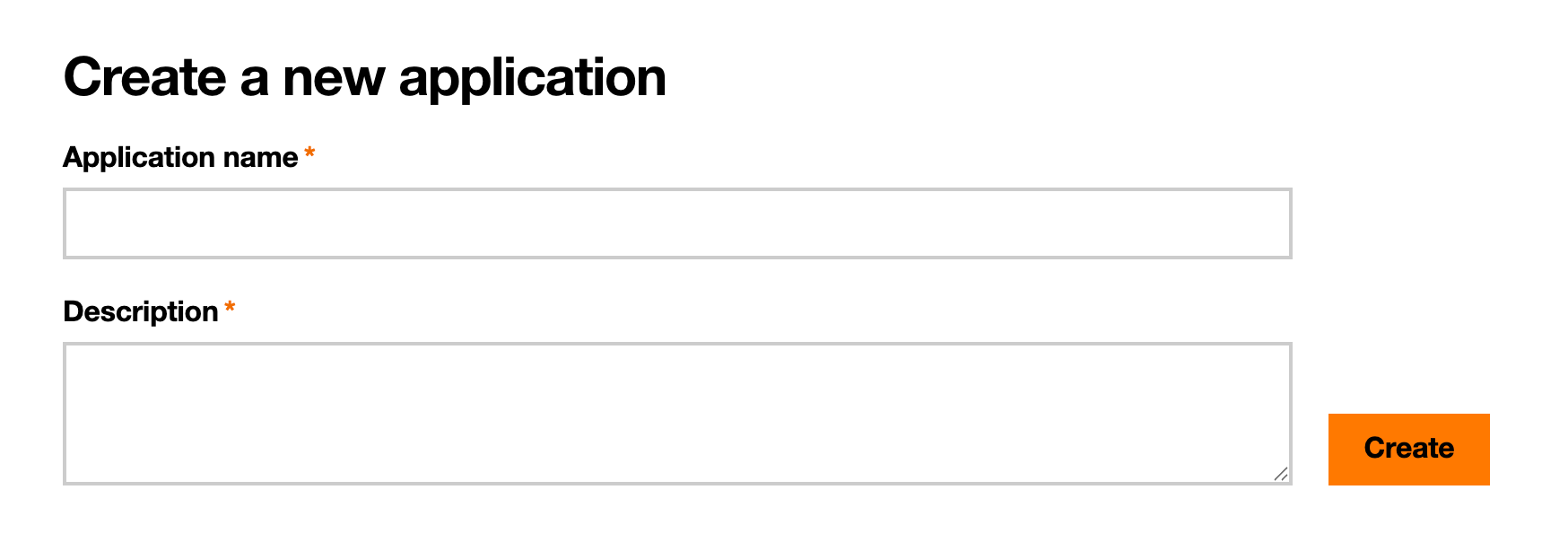 Application creation form